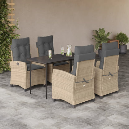 Set Pranzo da Giardino 5 pz con Cuscini Beige Misto Polyrattan - homemem39