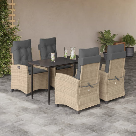Set Pranzo da Giardino 5 pz con Cuscini Beige Misto Polyrattan - homemem39