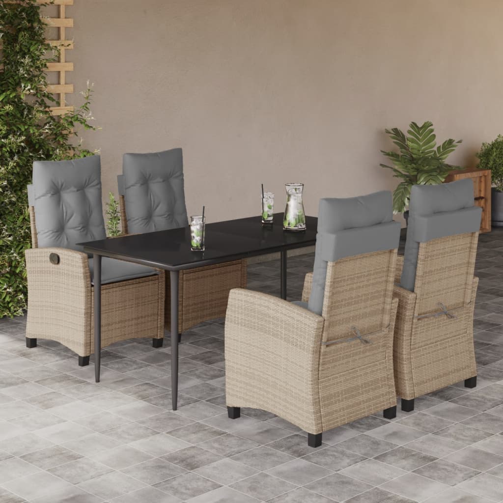 Set Pranzo da Giardino 5 pz con Cuscini Beige Misto Polyrattan | homemem39
