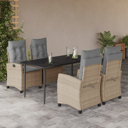 Set Pranzo da Giardino 5 pz con Cuscini Beige Misto Polyrattan | homemem39