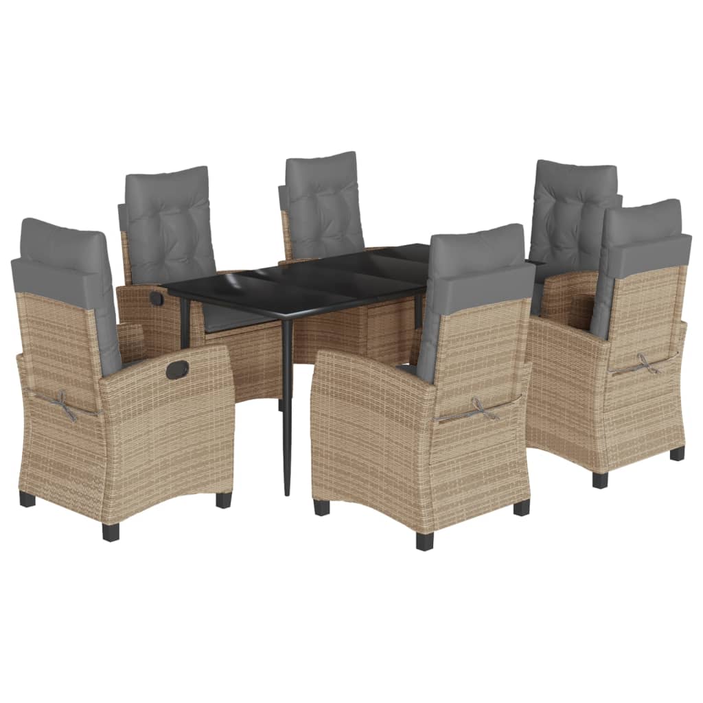 Set Pranzo da Giardino 7 pz con Cuscini Beige Misto Polyrattan | homemem39