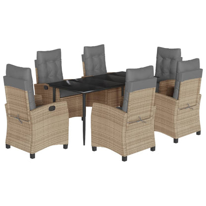Set Pranzo da Giardino 7 pz con Cuscini Beige Misto Polyrattan | homemem39
