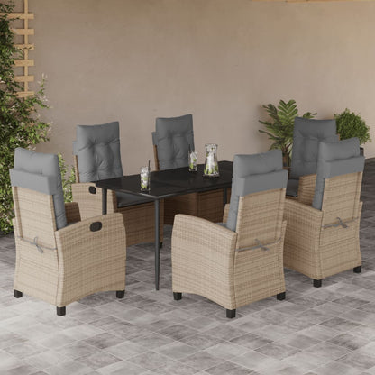 Set Pranzo da Giardino 7 pz con Cuscini Beige Misto Polyrattan | homemem39