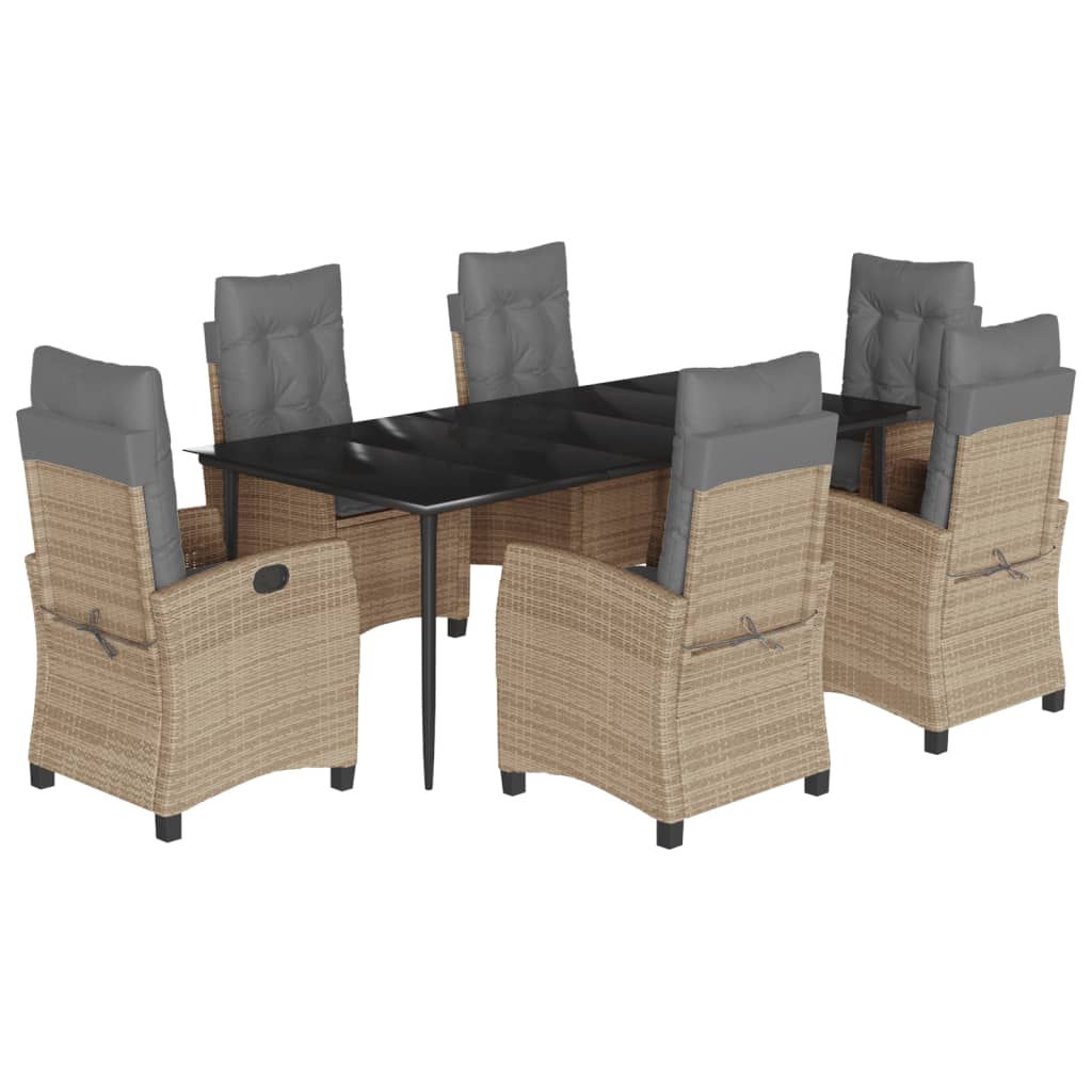 Set Pranzo da Giardino 7 pz con Cuscini Beige Misto Polyrattan - homemem39