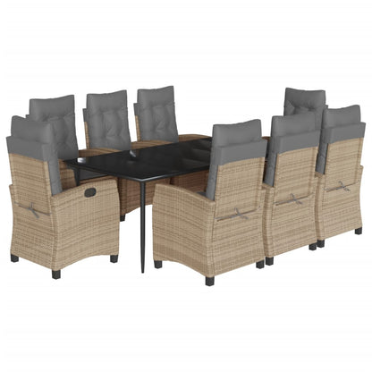Set Pranzo da Giardino 9 pz con Cuscini Beige Misto Polyrattan - homemem39