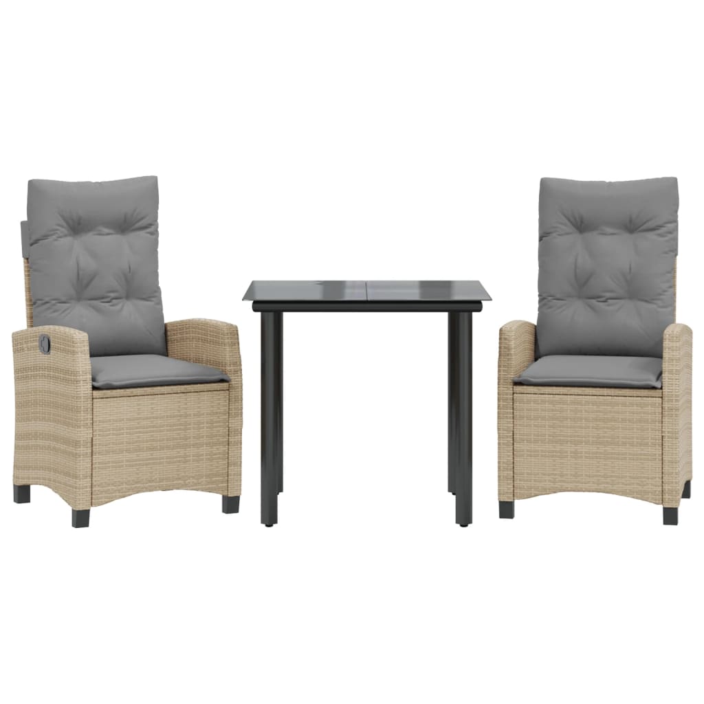 Set Pranzo da Giardino 3 pz con Cuscini Beige Misto Polyrattan - homemem39