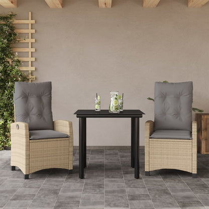 Set Pranzo da Giardino 3 pz con Cuscini Beige Misto Polyrattan - homemem39