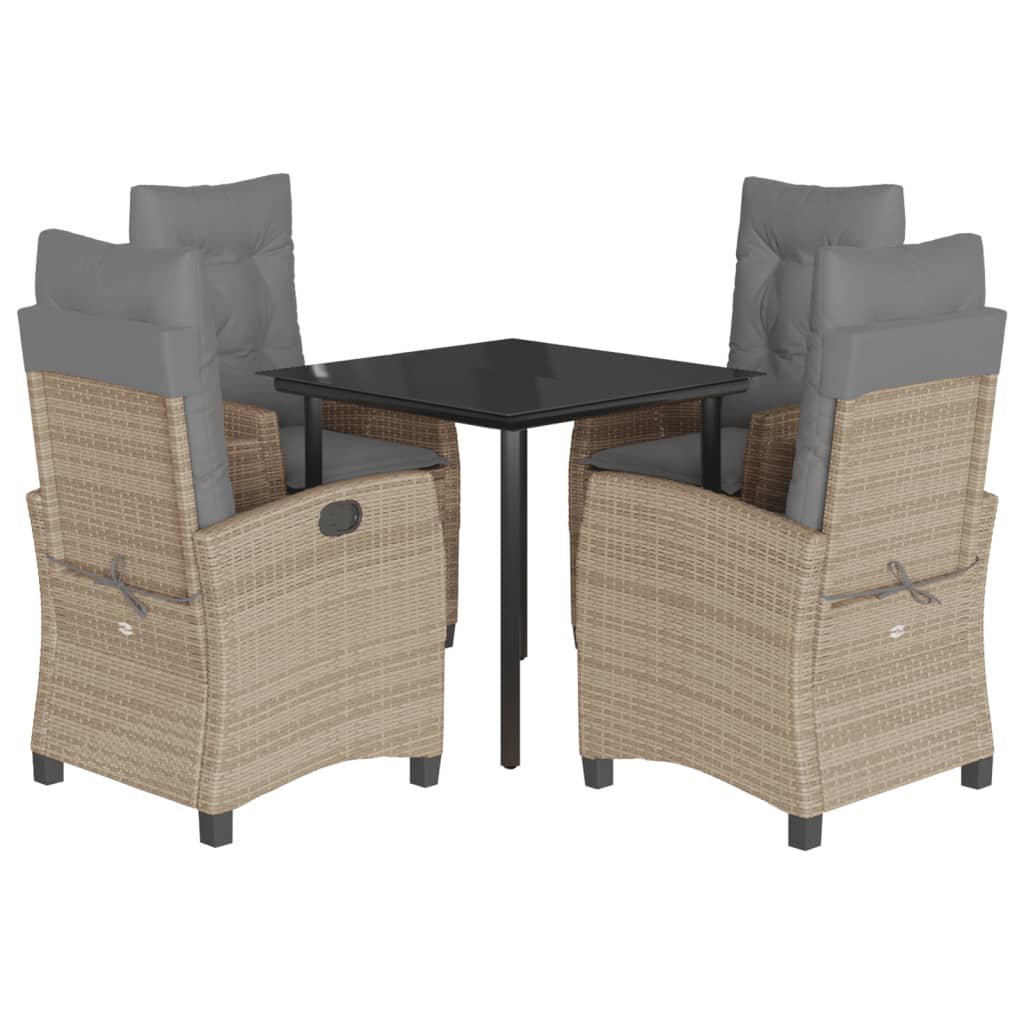 Set Pranzo da Giardino 5 pz con Cuscini Beige Misto Polyrattan - homemem39
