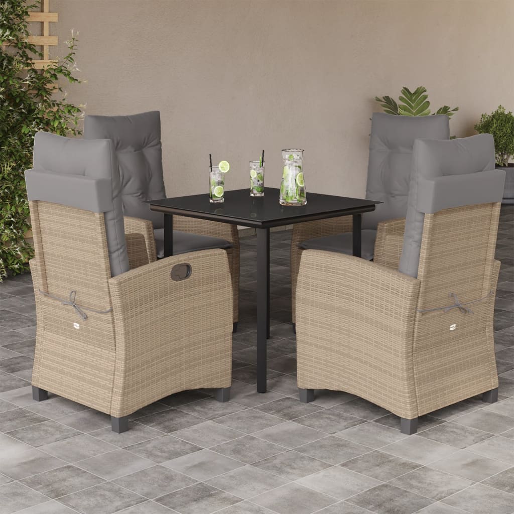 Set Pranzo da Giardino 5 pz con Cuscini Beige Misto Polyrattan | homemem39