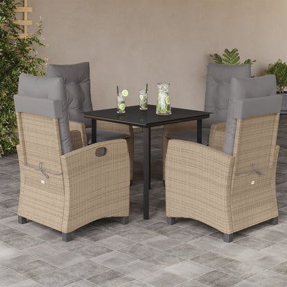 Set Pranzo da Giardino 5 pz con Cuscini Beige Misto Polyrattan | homemem39