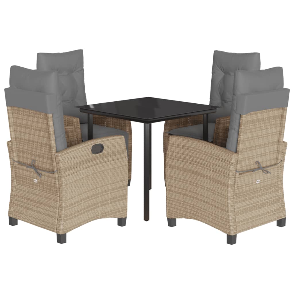 Set Pranzo da Giardino 5 pz con Cuscini Beige Misto Polyrattan | homemem39