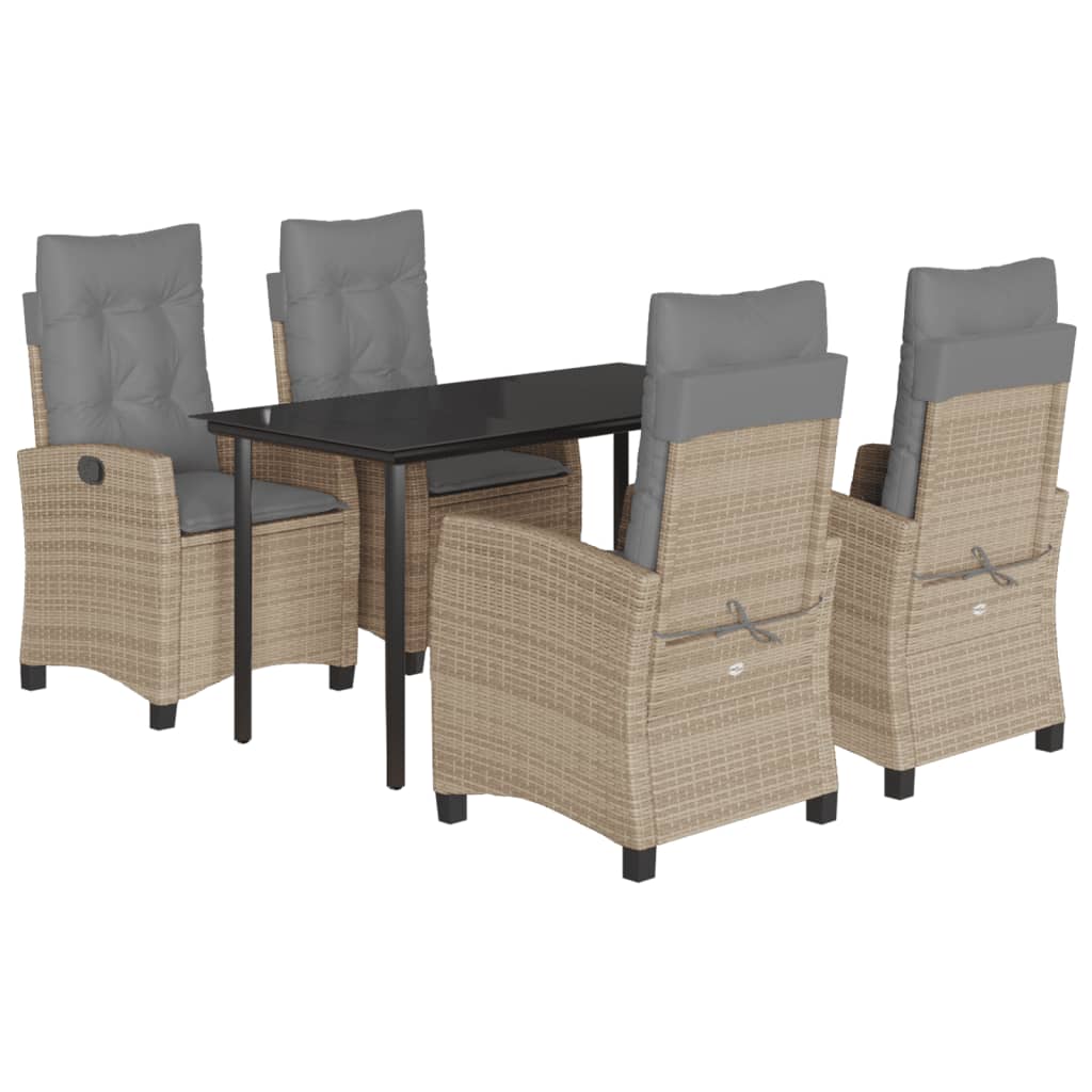 Set Pranzo da Giardino 5 pz con Cuscini Beige Misto Polyrattan - homemem39