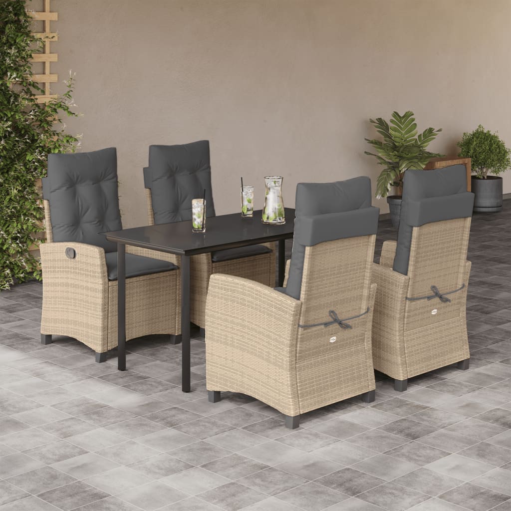 Set Pranzo da Giardino 5 pz con Cuscini Beige Misto Polyrattan | homemem39