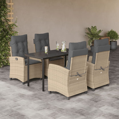 Set Pranzo da Giardino 5 pz con Cuscini Beige Misto Polyrattan | homemem39