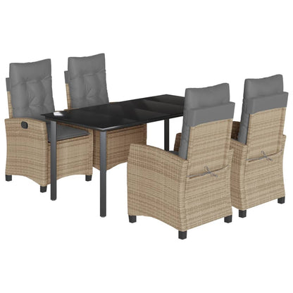 Set Pranzo da Giardino 5 pz con Cuscini Beige Misto Polyrattan | homemem39