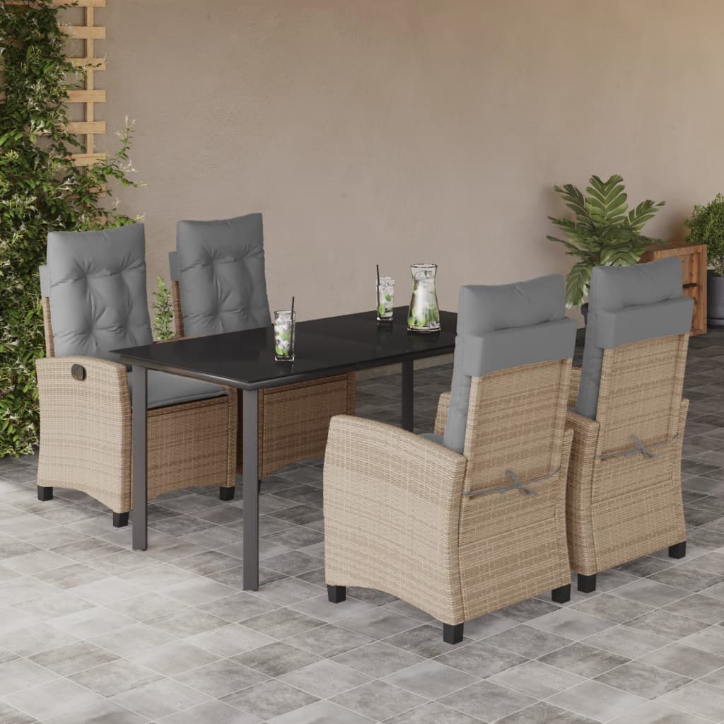 Set Pranzo da Giardino 5 pz con Cuscini Beige Misto Polyrattan | homemem39