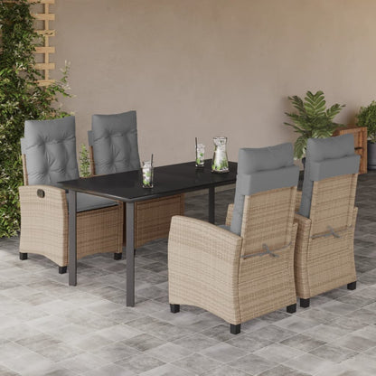 Set Pranzo da Giardino 5 pz con Cuscini Beige Misto Polyrattan - homemem39