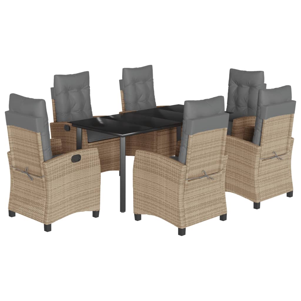 Set Pranzo da Giardino 7 pz con Cuscini Beige Misto Polyrattan | homemem39