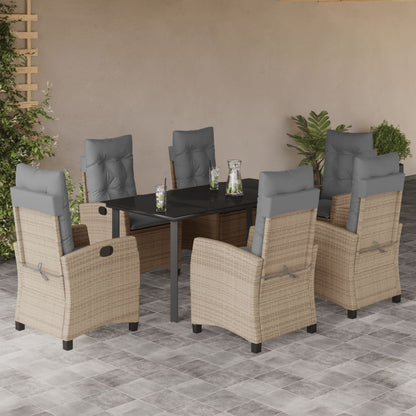 Set Pranzo da Giardino 7 pz con Cuscini Beige Misto Polyrattan | homemem39