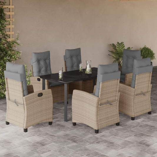 Set Pranzo da Giardino 7 pz con Cuscini Beige Misto Polyrattan | homemem39
