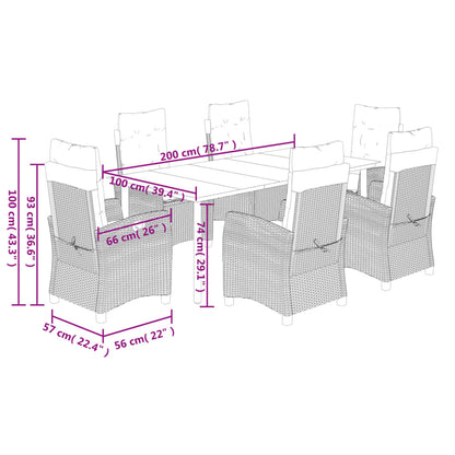 Set Pranzo da Giardino 7 pz con Cuscini Beige Misto Polyrattan | homemem39