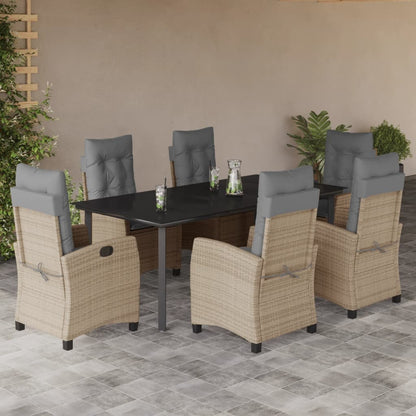 Set Pranzo da Giardino 7 pz con Cuscini Beige Misto Polyrattan | homemem39