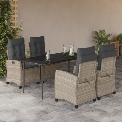 Set Pranzo da Giardino 5pz con Cuscini Grigio Chiaro Polyrattan | homemem39