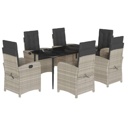 Set da Pranzo da Giardino 7 pz Cuscini Polyrattan Grigio Chiaro | homemem39