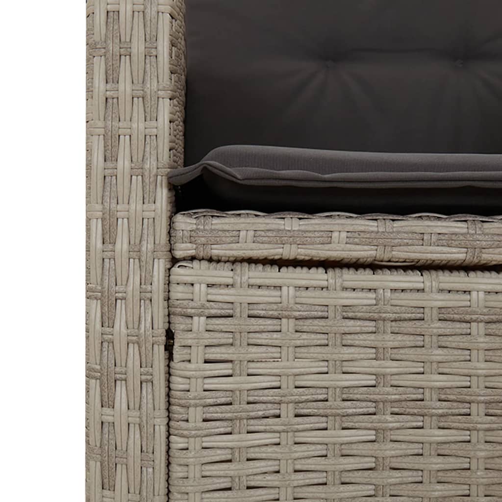 Set Pranzo da Giardino 3pz con Cuscini Grigio Chiaro Polyrattan - homemem39