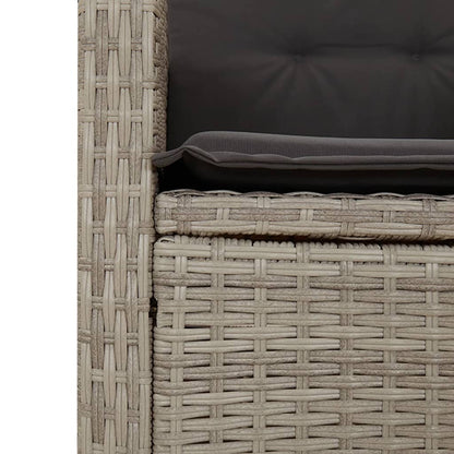 Set Pranzo da Giardino 3pz con Cuscini Grigio Chiaro Polyrattan - homemem39