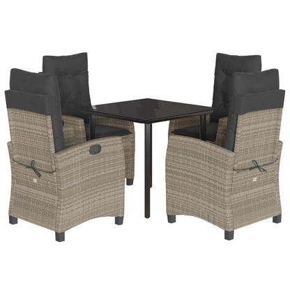 Set Pranzo da Giardino 5pz con Cuscini Grigio Chiaro Polyrattan - homemem39
