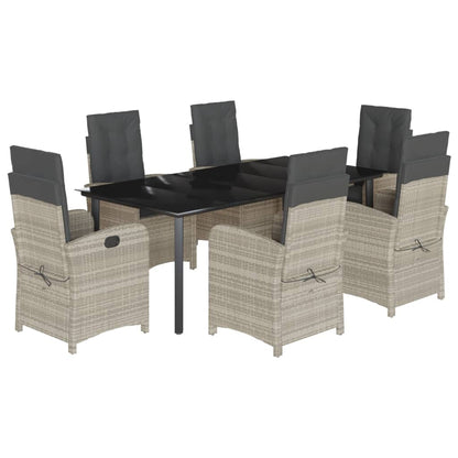 Set da Pranzo da Giardino 7 pz Cuscini Polyrattan Grigio Chiaro | homemem39