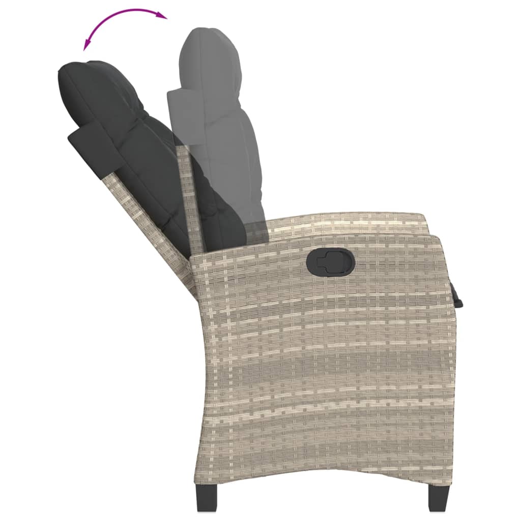 Set Pranzo da Giardino 9pz con Cuscini Grigio Chiaro Polyrattan | homemem39