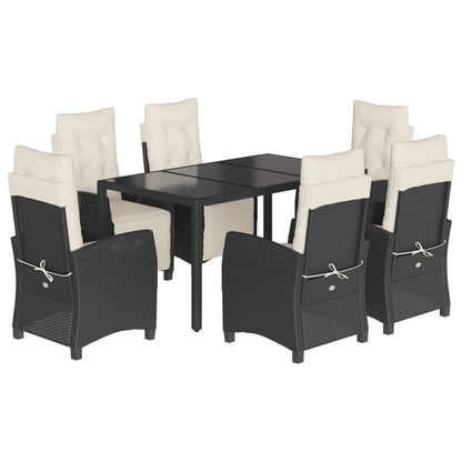 Set da Pranzo da Giardino 7 pz Nero con Cuscini in Polyrattan | homemem39