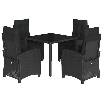 Set da Pranzo da Giardino 5 pz Nero con Cuscini in Polyrattan | homemem39