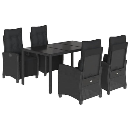 Set da Pranzo da Giardino 5 pz Nero con Cuscini in Polyrattan | homemem39