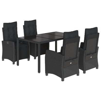 Set da Pranzo da Giardino 5 pz Nero con Cuscini in Polyrattan - homemem39