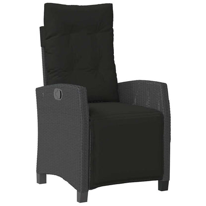 Set da Pranzo da Giardino 5 pz Nero con Cuscini in Polyrattan | homemem39
