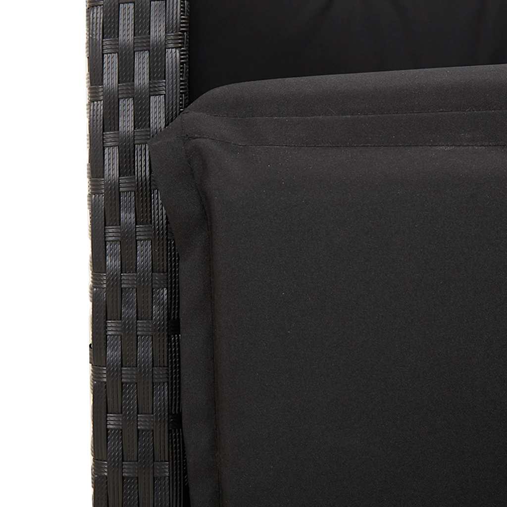 Set da Pranzo da Giardino 5 pz Nero con Cuscini in Polyrattan | homemem39
