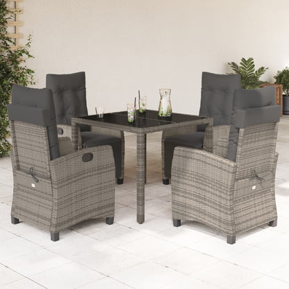 Set da Pranzo da Giardino 5 pz con Cuscini in Polyrattan Grigio - homemem39