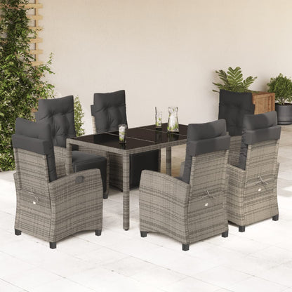 Set da Pranzo da Giardino 7 pz con Cuscini in Polyrattan Grigio | homemem39