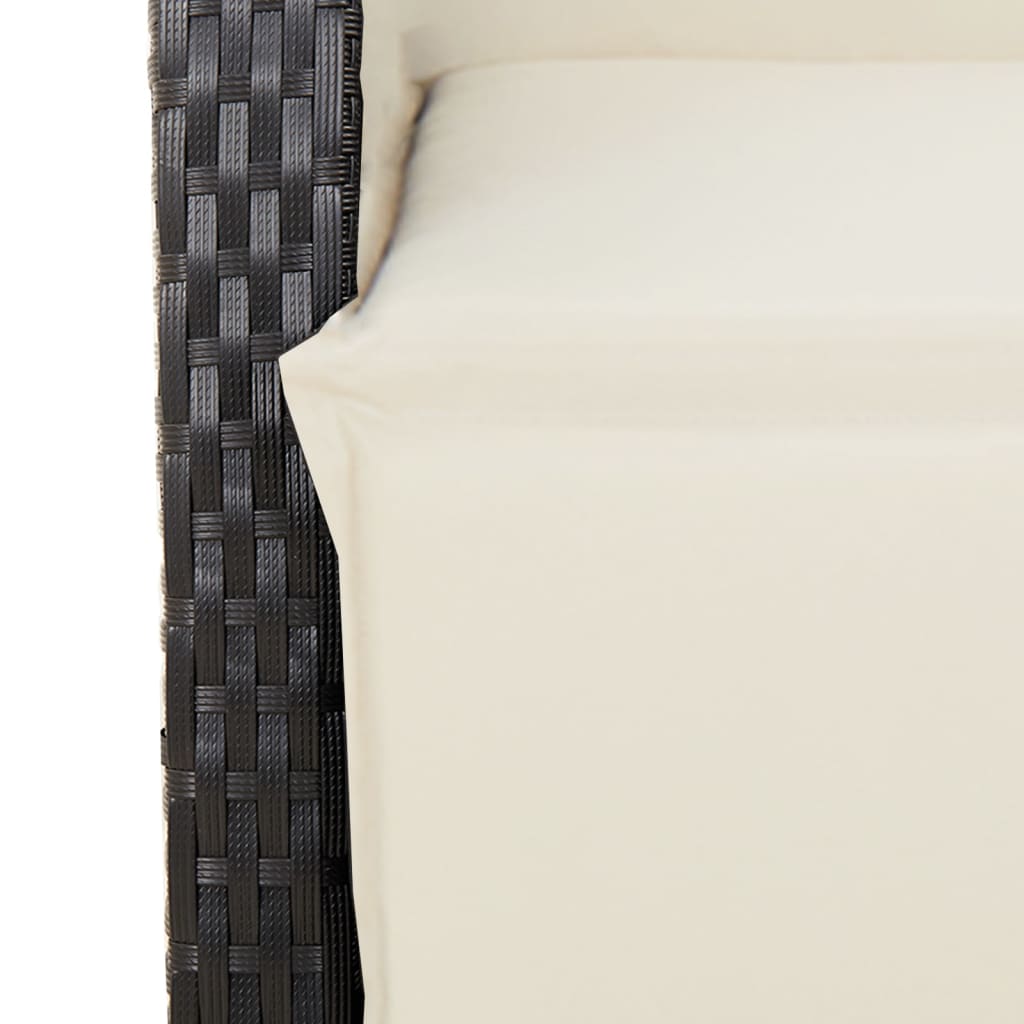 Set da Pranzo da Giardino 3 pz con Cuscini Nero in Polyrattan | homemem39