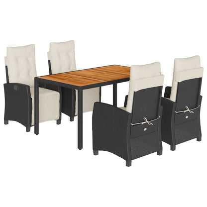 Set da Pranzo da Giardino 5 pz Nero con Cuscini in Polyrattan | homemem39