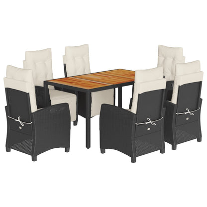 Set da Pranzo da Giardino 7 pz Nero con Cuscini in Polyrattan | homemem39