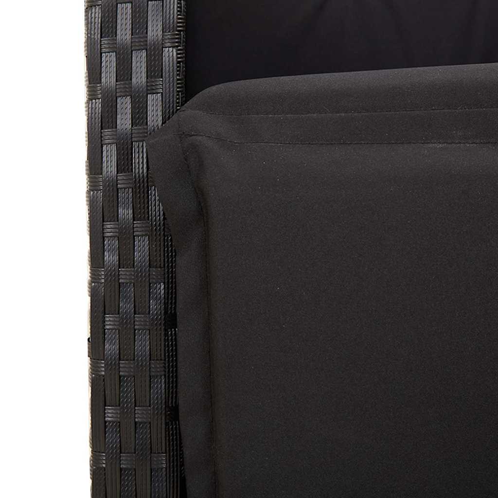 Set da Pranzo da Giardino 3 pz con Cuscini Nero in Polyrattan | homemem39