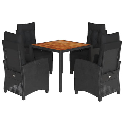 Set da Pranzo da Giardino 5 pz Nero con Cuscini in Polyrattan | homemem39