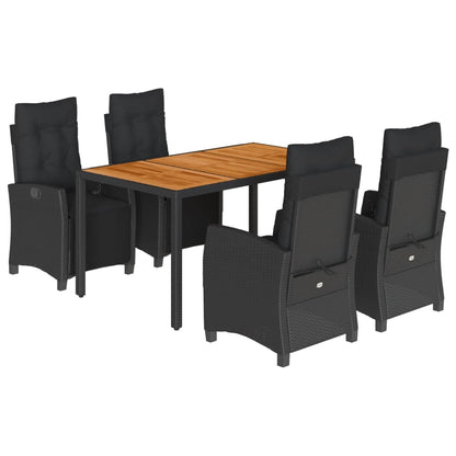 Set da Pranzo da Giardino 5 pz Nero con Cuscini in Polyrattan | homemem39