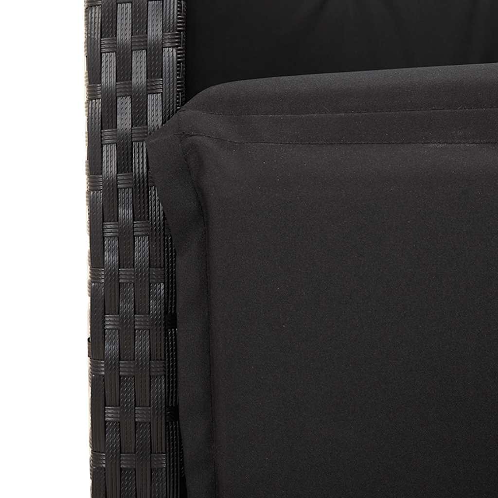 Set da Pranzo da Giardino 5 pz Nero con Cuscini in Polyrattan | homemem39