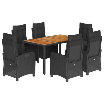 Set da Pranzo da Giardino 7 pz Nero con Cuscini in Polyrattan | homemem39