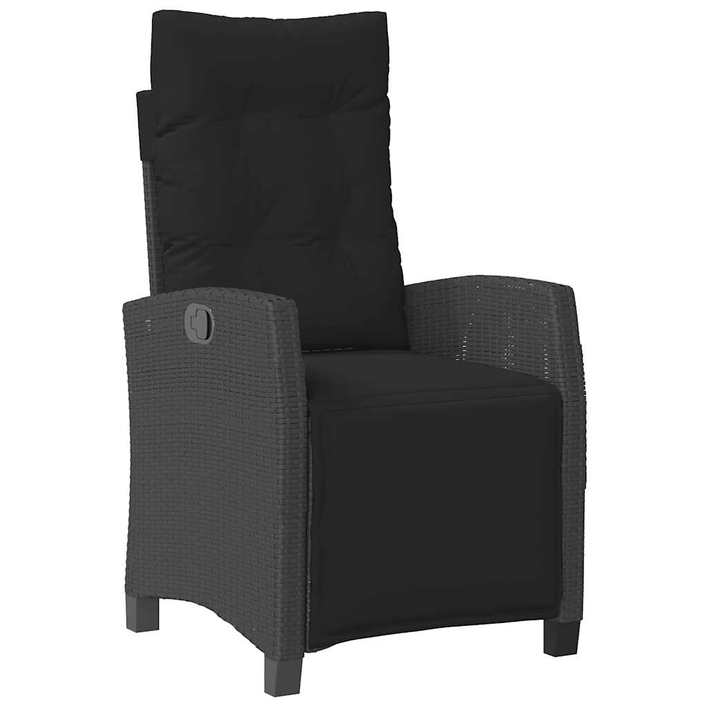 Set da Pranzo da Giardino 7 pz Nero con Cuscini in Polyrattan | homemem39